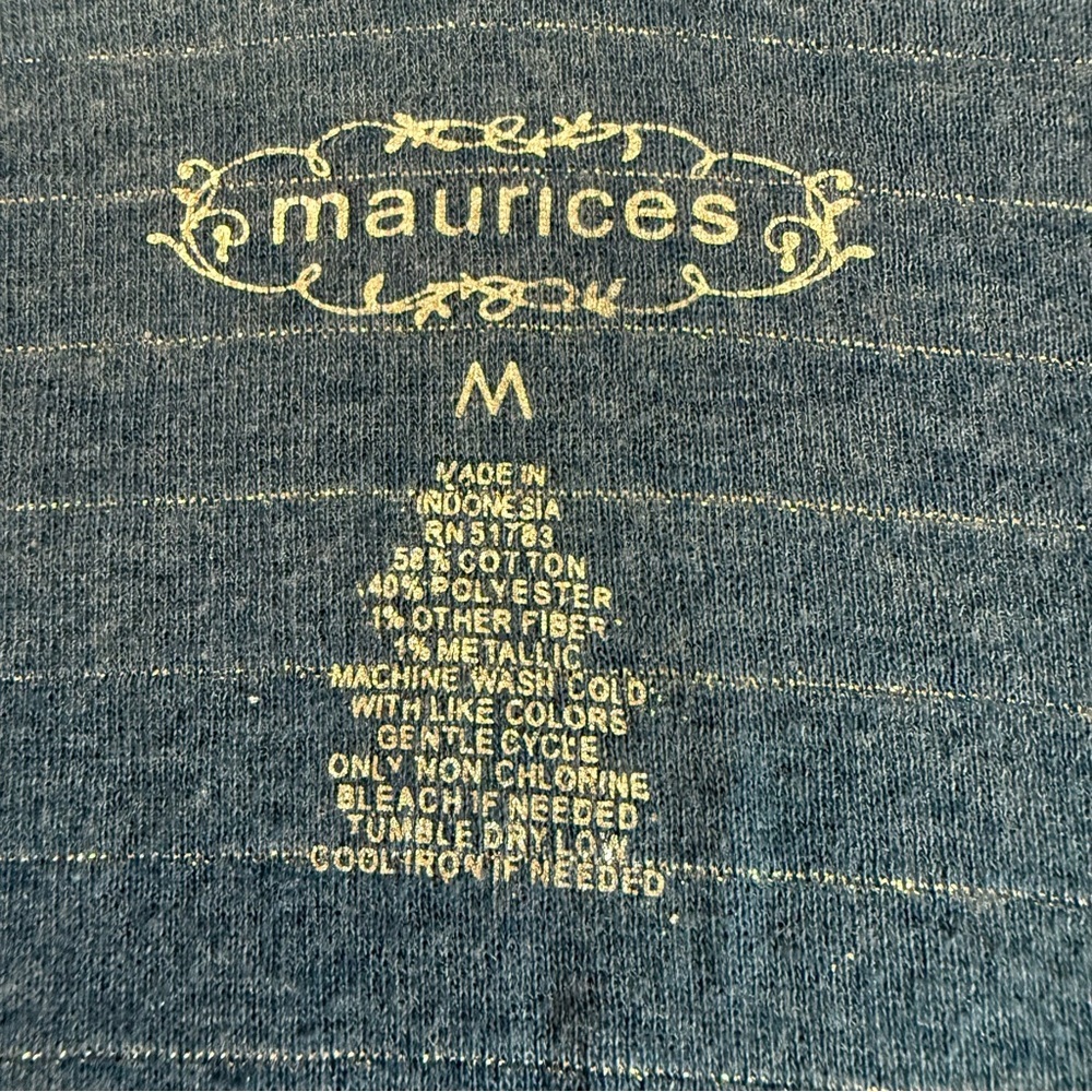 Maurices Blue and Silver Striped Short Sleeve Hoodie with Pockets - Picture 9 of 9